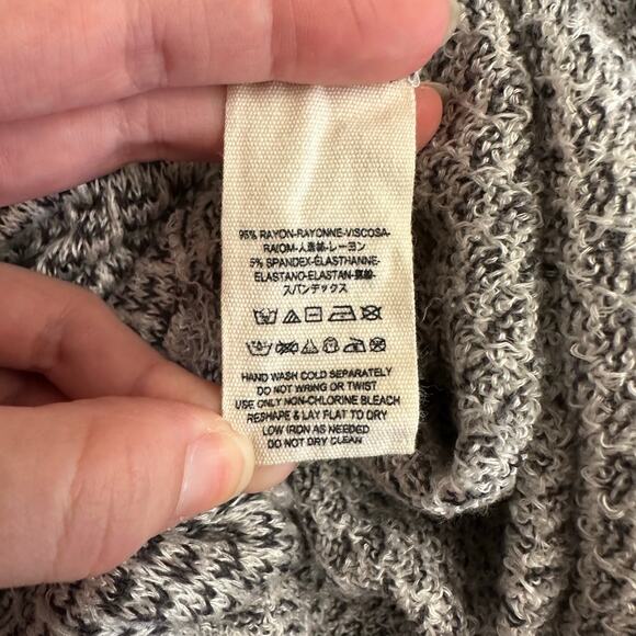 Free People Timber Knit Cowl Neck Tank Top Women’s Medium Black White Sleeveless - Picture 6 of 7